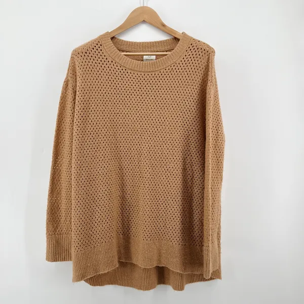 Offline by Aerie Women's Brown Perforated Knit‎ Oversized Sweater Medium Soft - Image 2