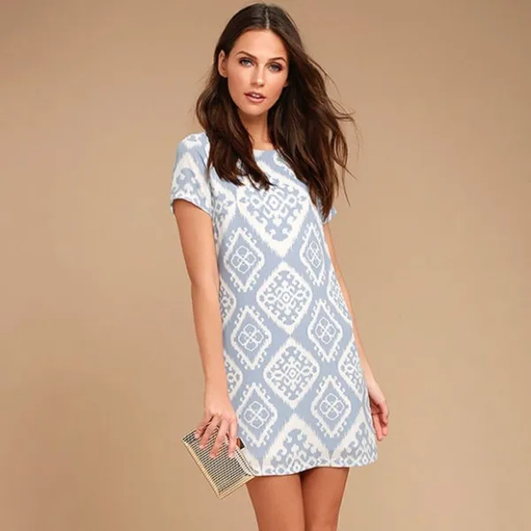 Lulus ✨ Give Me a Print Light Blue Print Shift Dress✨ - Image 3