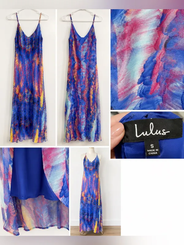 Lulus Watercolor Print Maxi Dress Small | Colorful Abstract Slip Dress - Image 2