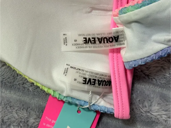 AQUA Eve Tie-Dye Bikini Set — Rainbow Textured — Size Small - Image 5