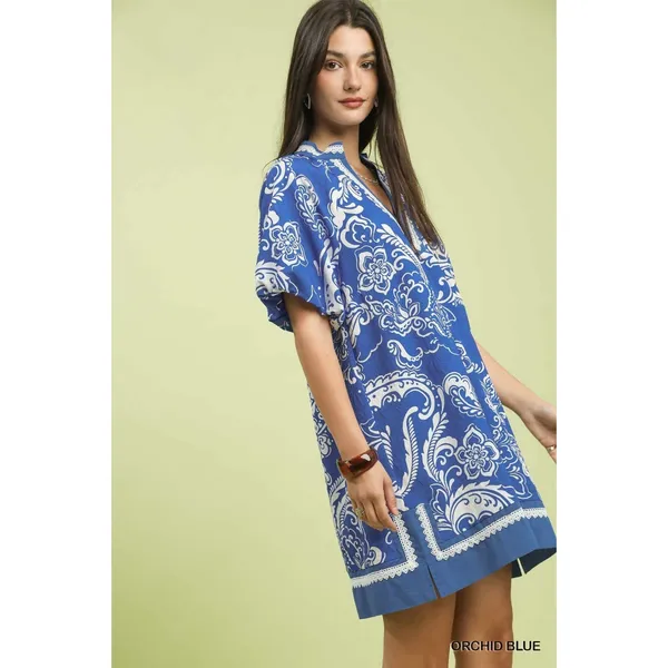 Umgee Jacquard Two Tone‎ Mini Dress - Orchid blue - Large - Image 2