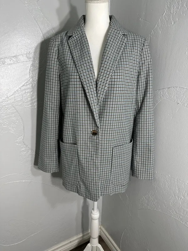 a new day Plaid Single-Button Blazer in Blue and Black. - Image 15