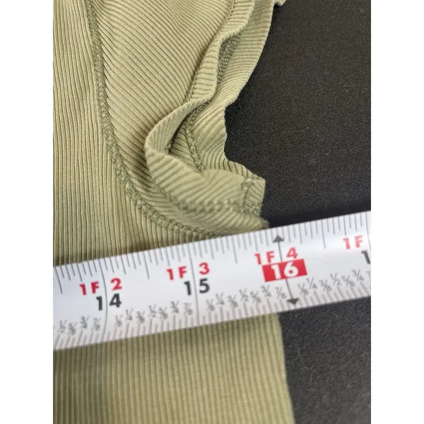 Ralph Lauren Y2K Ribbed Lace Up Top Womens L Sage Green Short Sleeve Grunge - Image 12
