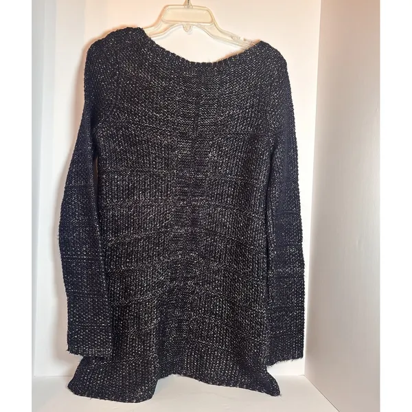 White House Black Market Sweater Striped Metallic Gold Silver Threads Size S - Image 3
