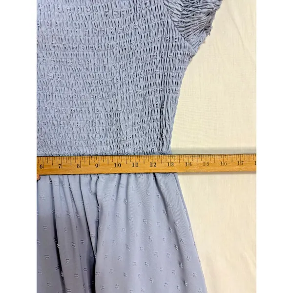 Simplee Smocked Bodice ChiffonMidi Dress‎ Sz L Light Blue Cottage Party NWT - Image 6