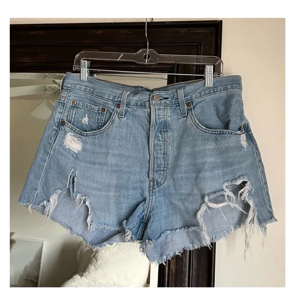 Levi’s 501 Distressed Denim Shorts - Image 2