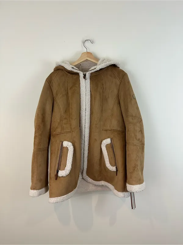 Koolaburra by UGG Hooded Shearling Jacket Tan Brown Size XL NWT - Image 3