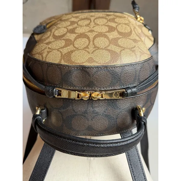 Coach Jordyn Backpack Women Medium Brown Beige Signature Coated Canvas Logo - Image 10