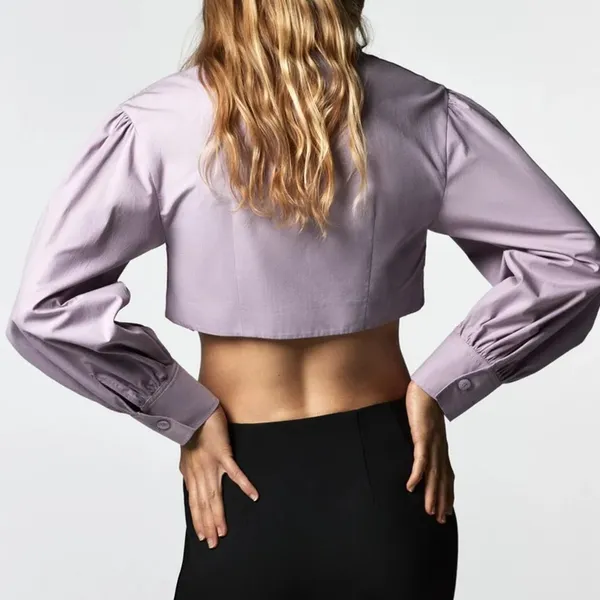 NWT Zara‎ Voluminous Cropped Poplin Shirt - Image 5