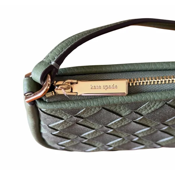 Kate Spade Kayla KM148 Woven Leather Convertible Shoulder Bag Cedar Green NWOT - Image 15