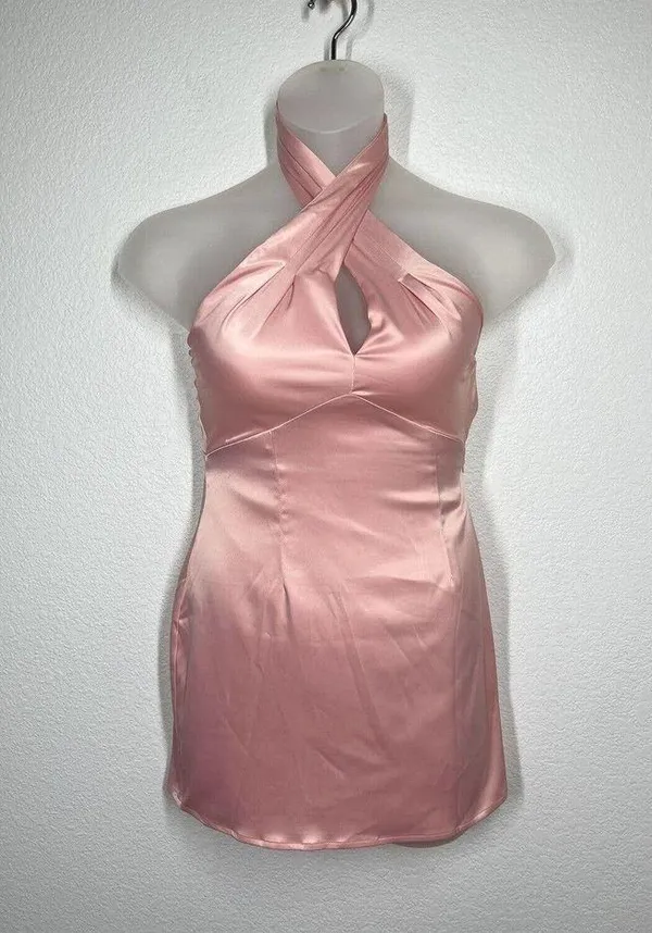 Superdown Samira Mini Dress Size Small S Pink Satin - Image 2