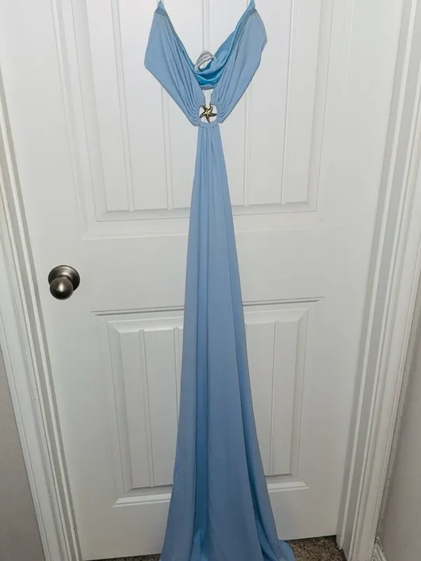 Peppermayo Powder Blue Strapless Cutout Maxi Dress - Image 4