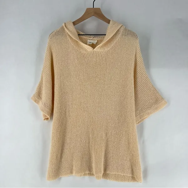 Driftwood Daydreams Hooded Short Sleeve‎ Dolman Oversized Open Knit Sweater L - Image 3