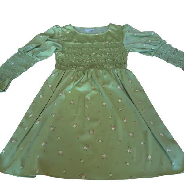 Urban Outfitters Mabel Smocked Floral Mini Dress Green Cottagecore Womens Large - Image 7