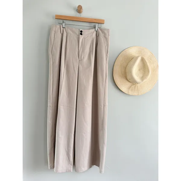 Madewell | NWT The Harlow Wide-Leg Trouser Brushed Twill Pebble Stone | Sz 14 - Image 3