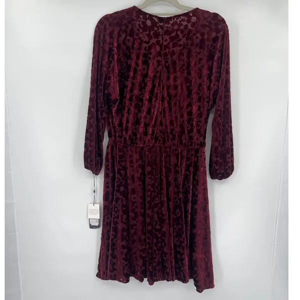 Tommy Hilfiger Burnout Velvet Dress Sz 6 Whimsigoth Burgundy Sheer Romantic Goth - Image 8