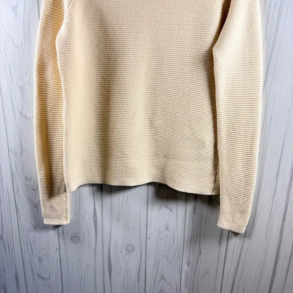 J. MCLAUGHLIN Garter Style Textured Knit Mock Neck 100% Cotton Sweater Cream, S - Image 7