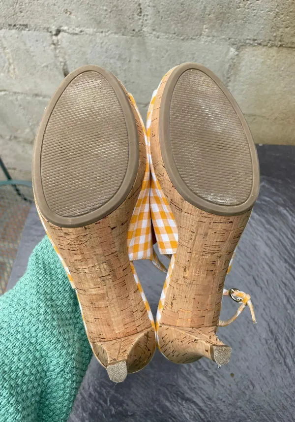 Aubrey Lynn Orange plaid heels Size 9.5 - Image 4