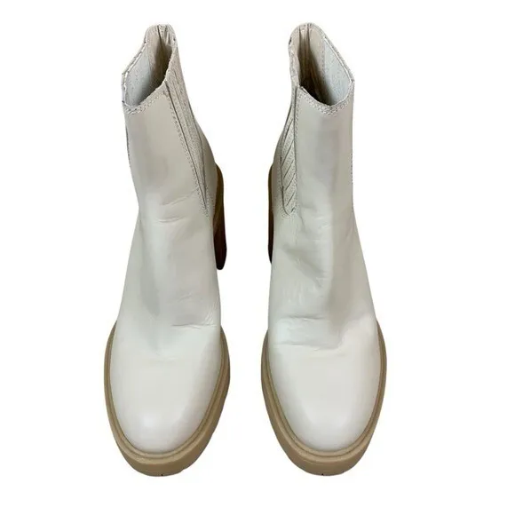 Dolce‎ Vita Cache H20 Ankle Boots 11 Ivory Elastic Sides Block Heel Slip On - Image 3