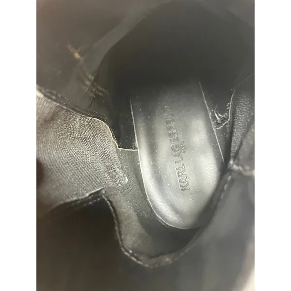 Karl Lagerfeld Pola Chelsea Boots Womens 8M Black Good Pearl Studded Lug Sole - Image 6