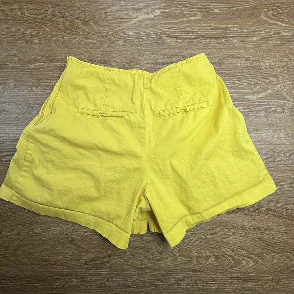 Maeve Anthropologie Pleated Shorts Women's 4 Yellow High Rise Cotton Stretch EUC - Image 9