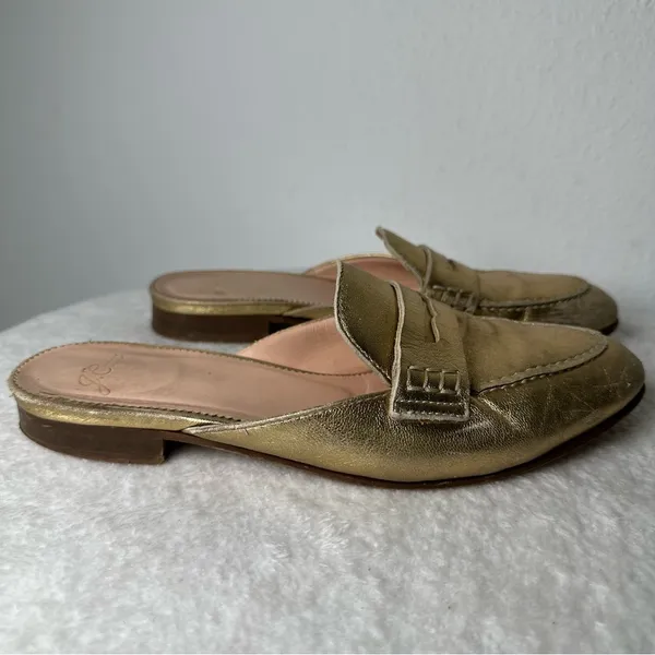 J. Crew Metallic Gold Loafers Women’s 7 - Image 5