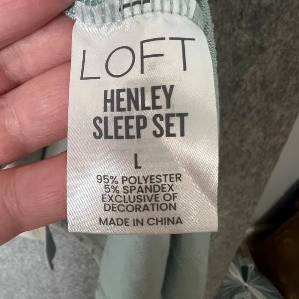 LOFT Sleep Woman’s Large Mint Green‎ Dot Long-Sleeve Pajama Set New - Image 7