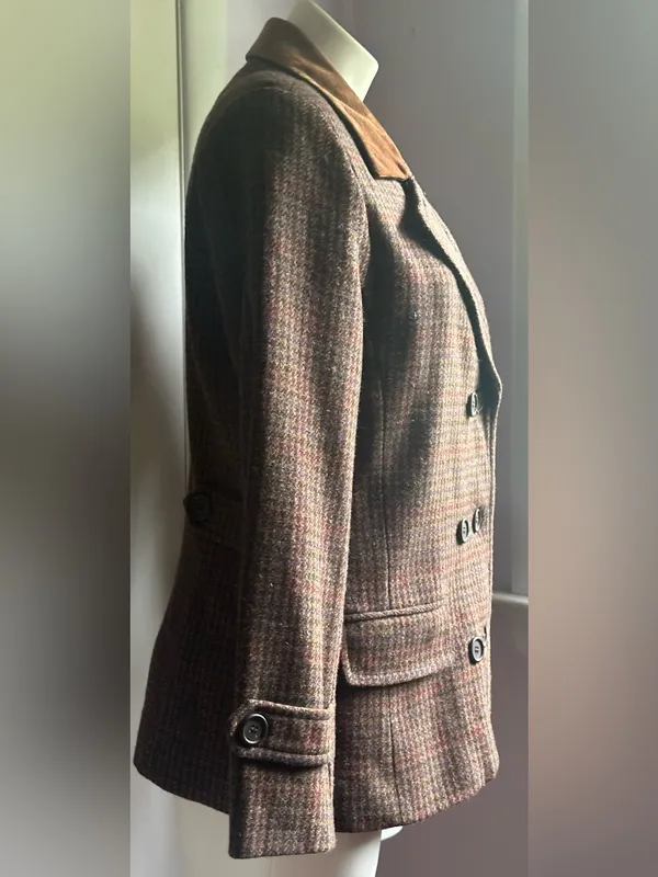 INTERNATIONAL SCENE Brown Red Blue Wool Blend Double-Breasted Coat Sz 11/12 - Image 6