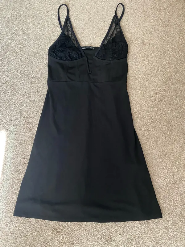Zara Black Lace Bustier Slip Dress- Size Med - Image 5