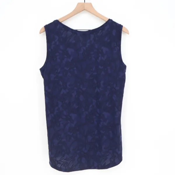 Simply Vera Tank Top Womens M Vera Wang Navy Blue Floral Burnout Excellent - Image 5