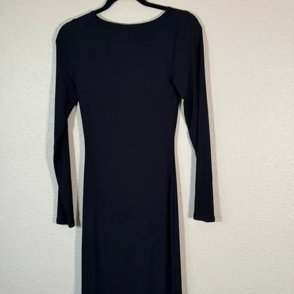 Skims Black Long Sleeve Midi Dress Womens M Bodycon Baddie Modest Minimalist - Image 6