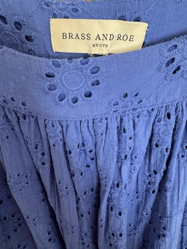 Eyelet Midi Dress Blue Size XL - Image 5