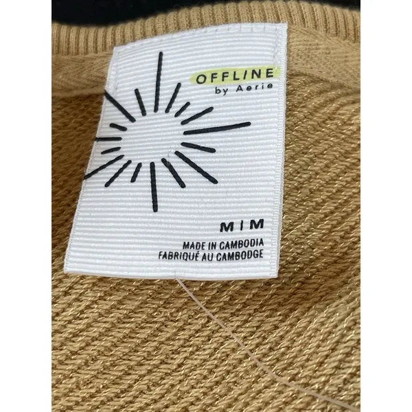 OFFLINE By Aerie Sweatshirt M Tan Cream Ombre Graphic Pullover Athleisure NWT - Image 5