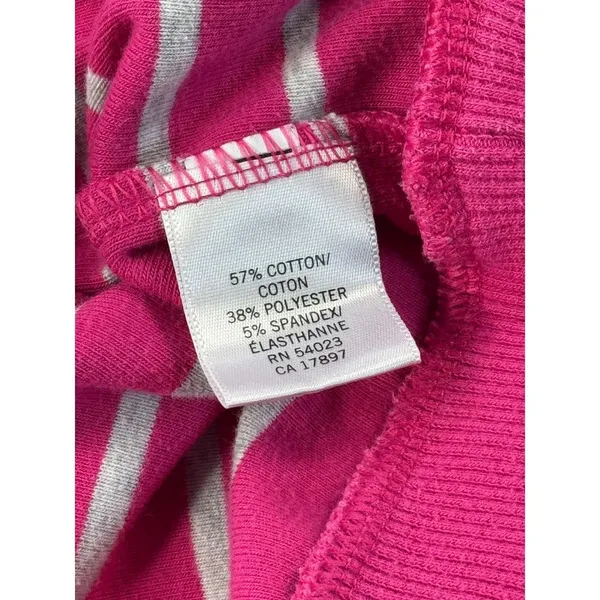 Banana Republic Pink White Striped Shawl Collar‎ Pullover Sweatshirt Women L - Image 7