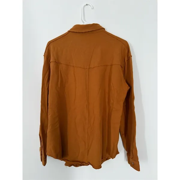 Betsey's Boutique Shop Shacket Womens Size M Brown/yellow Button Front Shirt - Image 2
