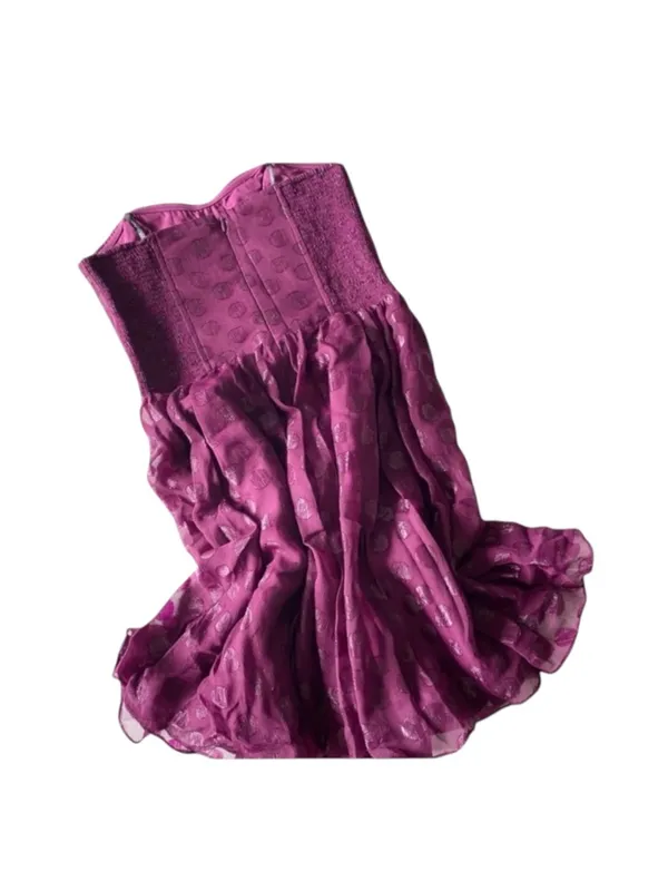new Guess 𖦹 Chiffon Strapless Polka Dot Cocktail Dress 𖦹 Amethyst Purple 𖦹 4 - Image 4