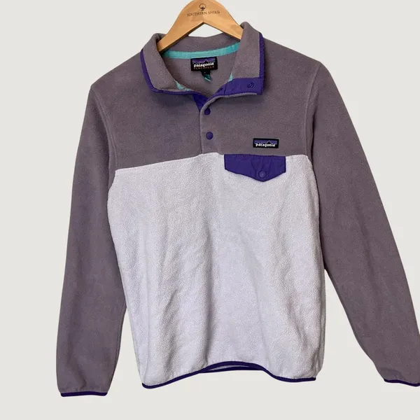 Patagonia Women Synchilla Snap-T Fleece Pullover Purple Grey Small 25455 - Image 2