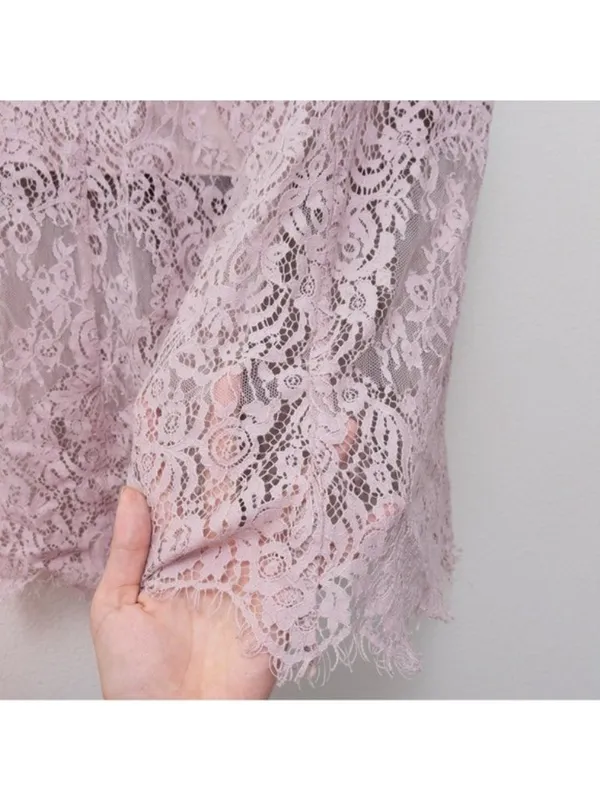 Keepsake The Label Sense Lace Midi Dress 10 Pink Sheer Sweetheart Tie Sleeve - Image 11