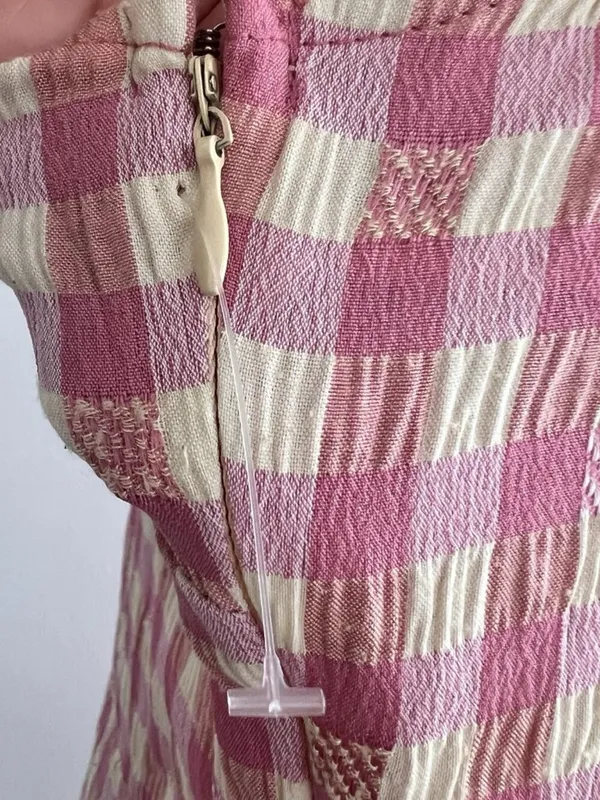 Nanette Lepore Gingham Plaid Crinkle Tiered Midi Dress 10 Pink Yellow NWOT - Image 5
