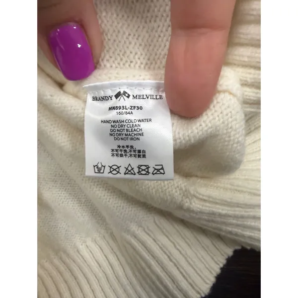 Brandy Melville St. Moritz Knit Knit Sweater - Cream / Navy - Image 3