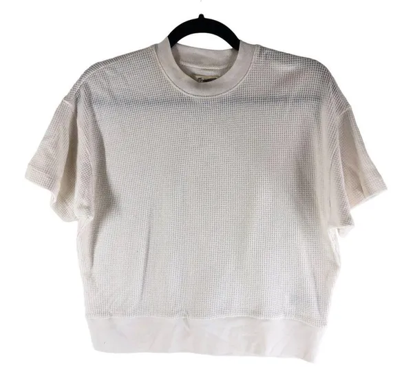 Madewell Womens Waffle Mockneck Tee Crew Neck Short Sleeve Lighthouse Ivory XS - Image 3
