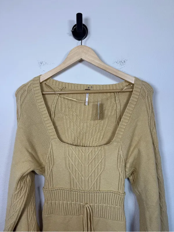 Free People Emmaline Mini Sweater Dress Womens Small NWT Cutout Puff Sleeve - Image 4