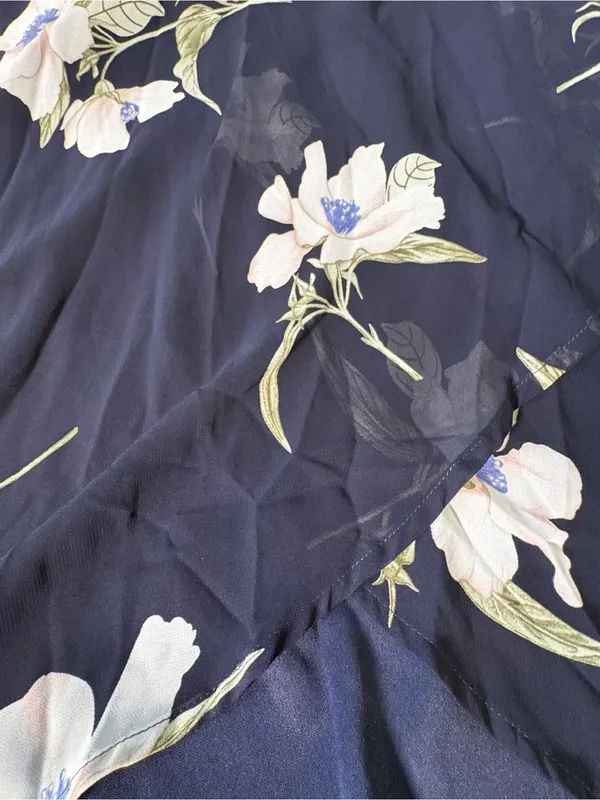 Lulus All Mine Wrap Maxi Dress XXS Navy Blue Floral High Slit Wedding Guest NWT - Image 11