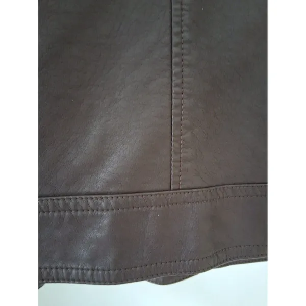 Christopher & Banks Jacket Brown Faux Leather Zip Up Pockets Women's size L - Image 8