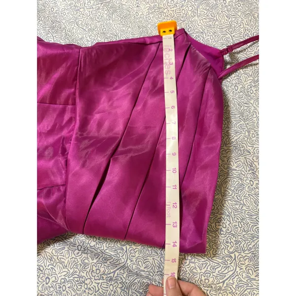 NWT Lulus Size XS Small Letha Magenta Taffeta One-Shoulder Maxi Dress Pink - Image 6