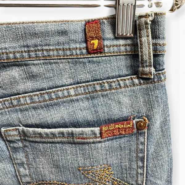 7 for all Mankind Rocker Silhouette Low Rise Medium Wash Jeans Flare Bootcut 28 - Image 4