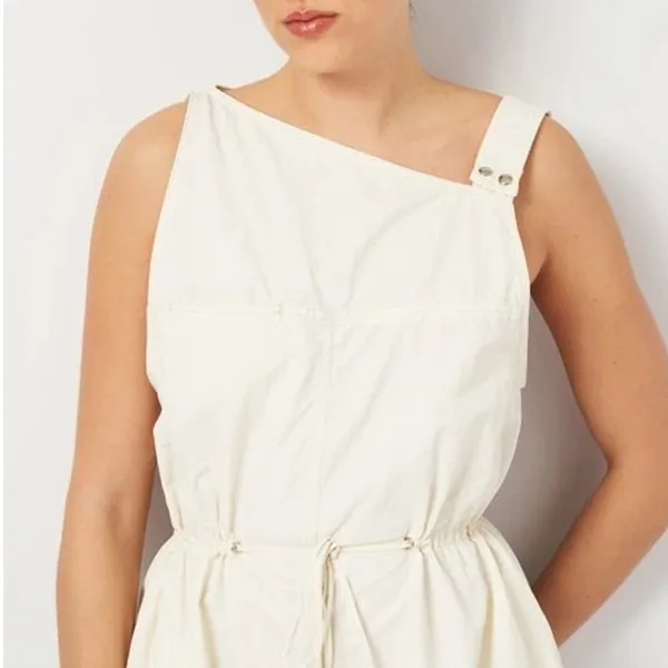 Zara Asymmetric Nylon Midi Dress Ecru White Size Small - Image 11