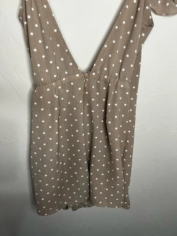 Show Me Your Mumu Elena Brown Polka Dot Faux Wrap‎ Romper - Image 9