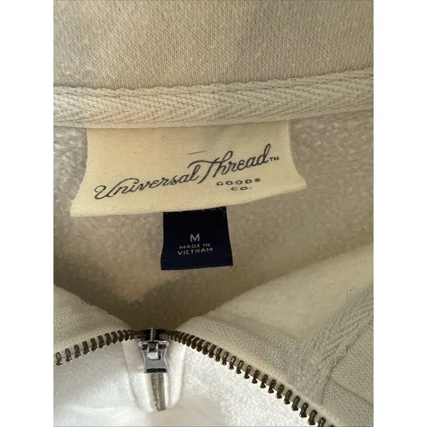 Universal Threads Off White Sweatshirt Women's M Zippered Front Long Sleeve - Image 4