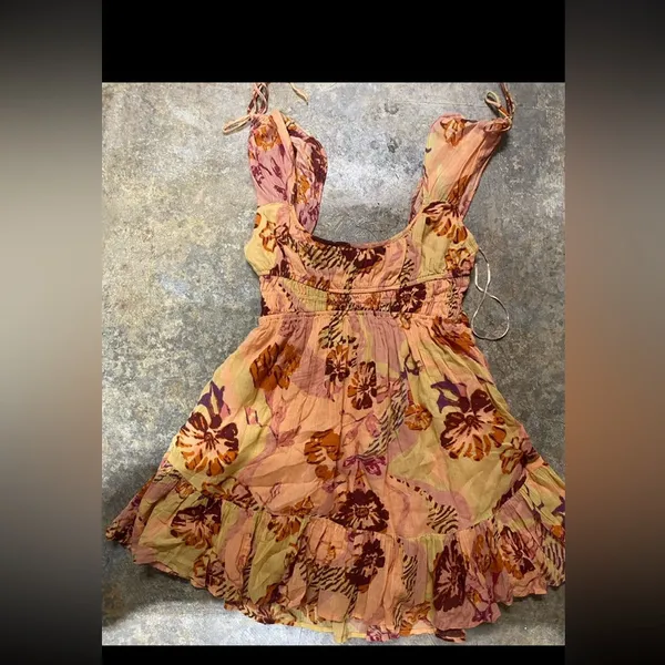Free People Vernon Mini Dress Sleeveless Tie Shoulder Floral...Size X-Small - Image 5